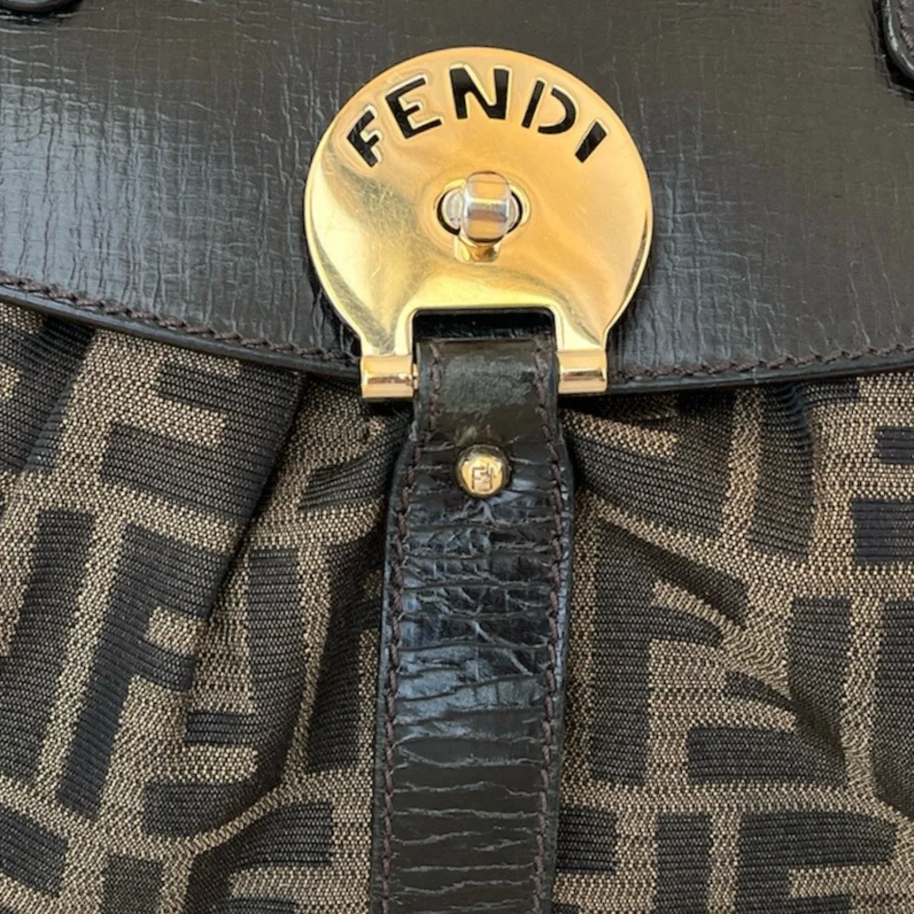 Authentic FENDI Medium Zucca Monogram Canvas Magic Bag in Brown Tobacco Color - Picture 6 of 11